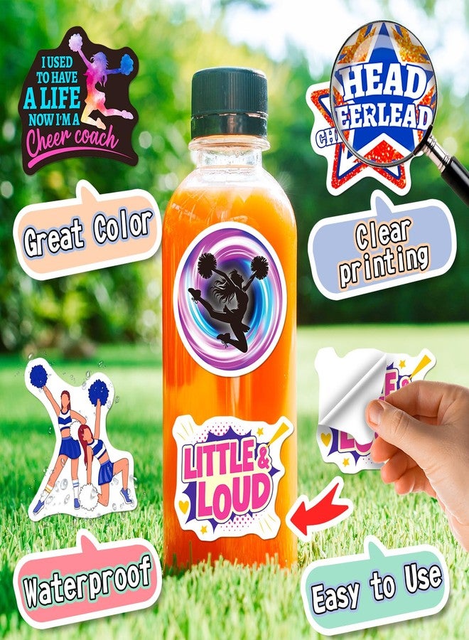 WAKEMOODEI 100PCS Cheer Stickers for Girls, Cheerleading Stickers Bulk, Pink Cheer Stuff Party Favors, Cheerleader Vinyl Sticker Pack for Water Bottle Laptop Goodie Bag - Image 3